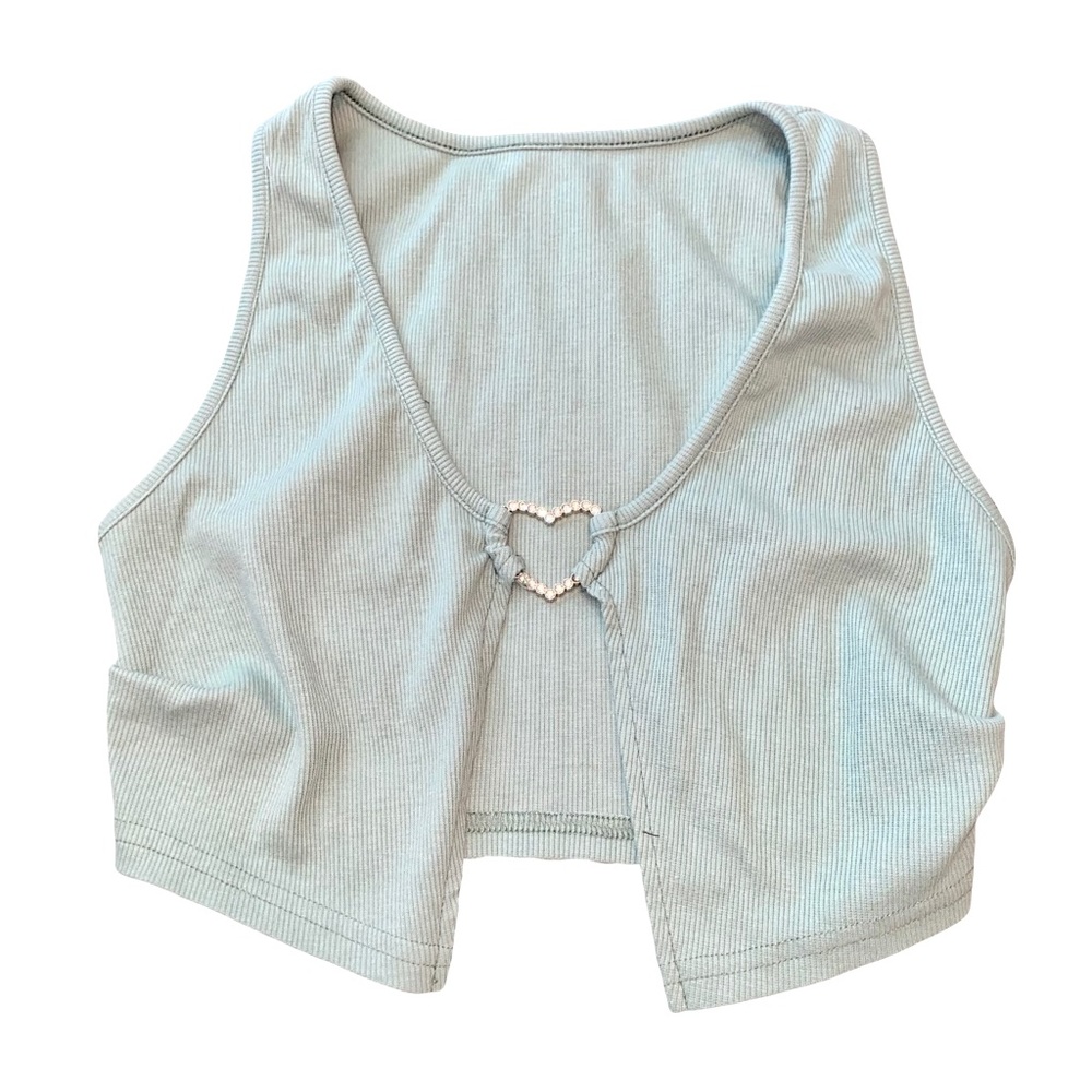 NWOT SHEIN HEART-CLASP TEAL TANK TOP // SIZE XS💎